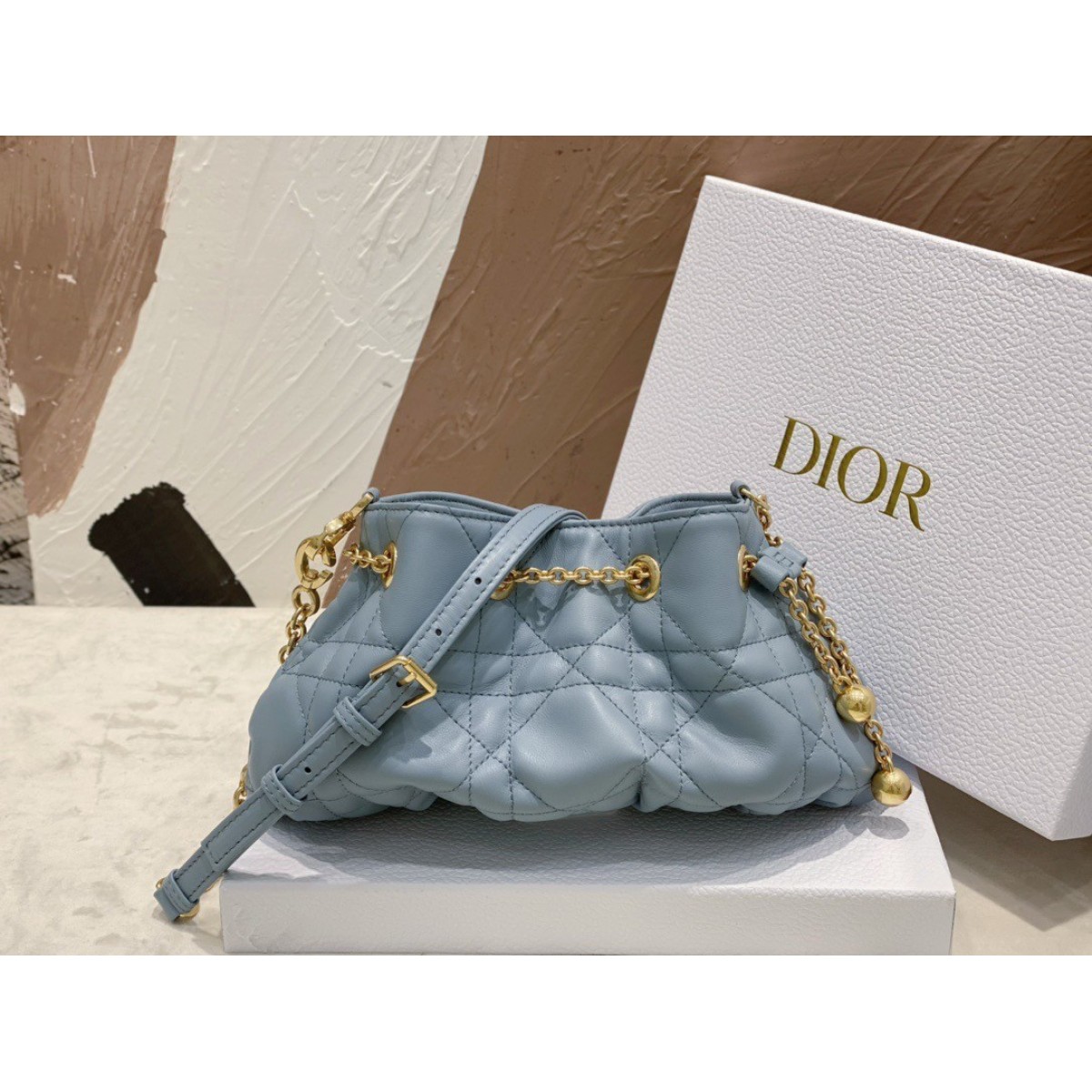 Dior Ammi Small Bag in Blue Macrocannage Lambskin High Quality Replica