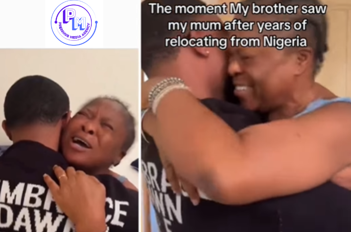 News update: Nigerian Mum Leaps for Joy as Son Surprises Her with Visit After Years Abroad. - PRESSHUB MEDIA AGENCY